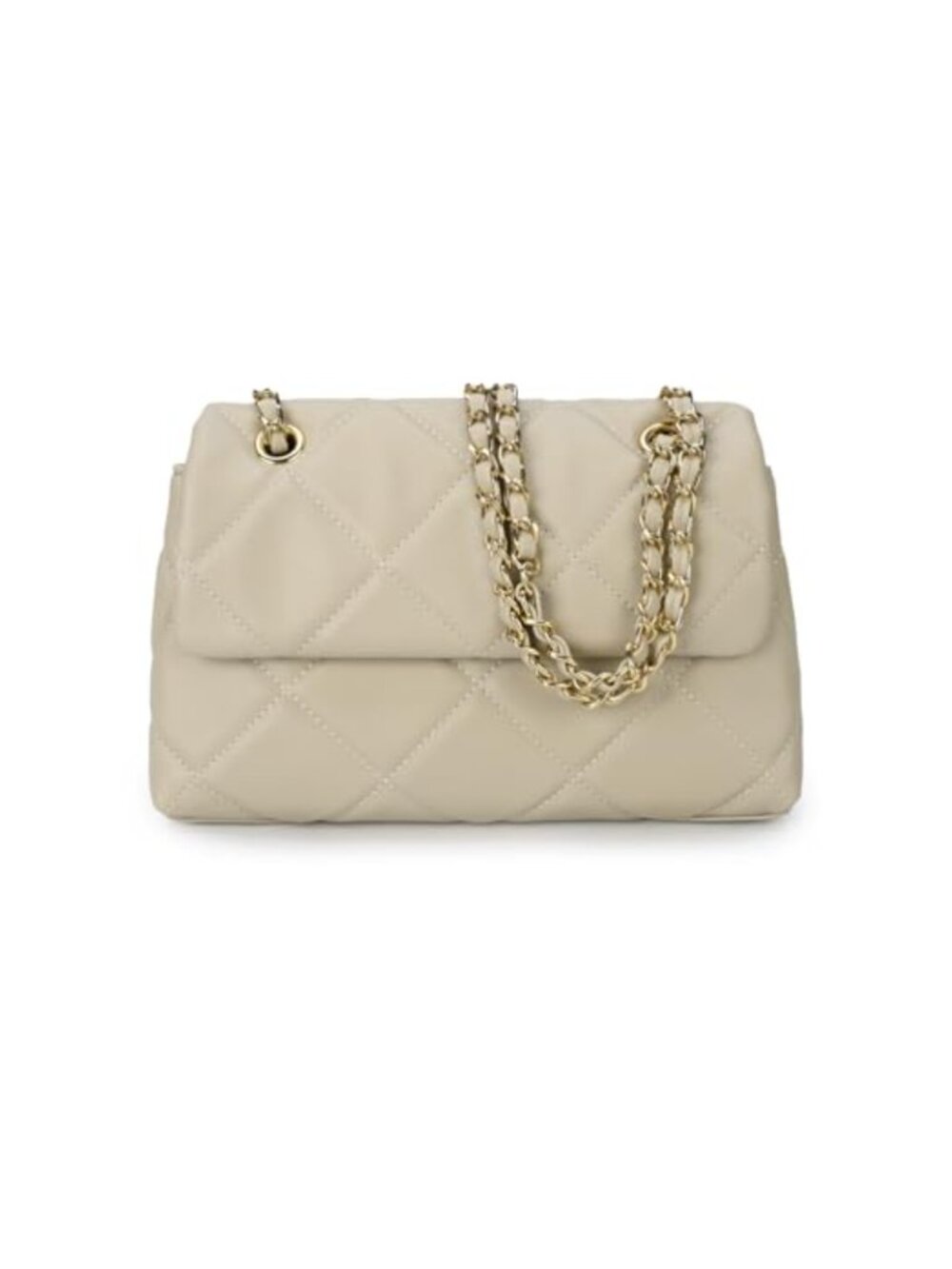Quilted Crossbody Purse Faux Leather with Chain Strap